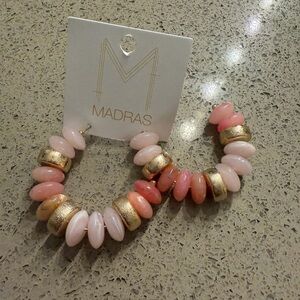 Madras Pink and Gold Fashion earrings